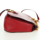 Miu Miu Chain Dahlia Shoulder Bag Leather Red Gold Auth 177448A-4