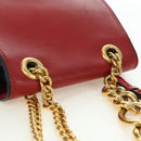 Miu Miu Chain Dahlia Shoulder Bag Leather Red Gold Auth 177448A-7