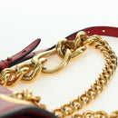 Miu Miu Chain Dahlia Shoulder Bag Leather Red Gold Auth 177448A-14