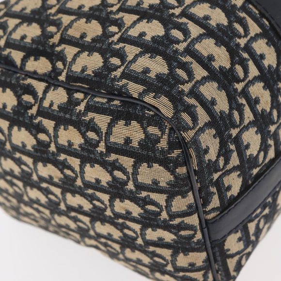 Christian Dior Trotter Canvas Boston Bag Navy Silver Auth 177449
