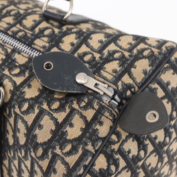 Christian Dior Trotter Canvas Boston Bag Navy Silver Auth 177449
