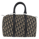 Christian Dior Trotter Canvas Boston Bag Navy Silver Auth 177449-13