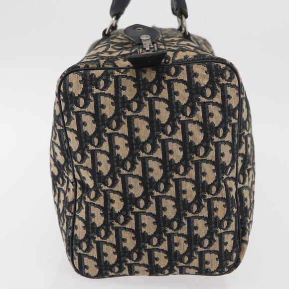 Christian Dior Trotter Canvas Boston Bag Navy Silver Auth 177449