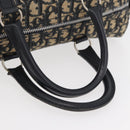 Christian Dior Trotter Canvas Boston Bag Navy Silver Auth 177449-7