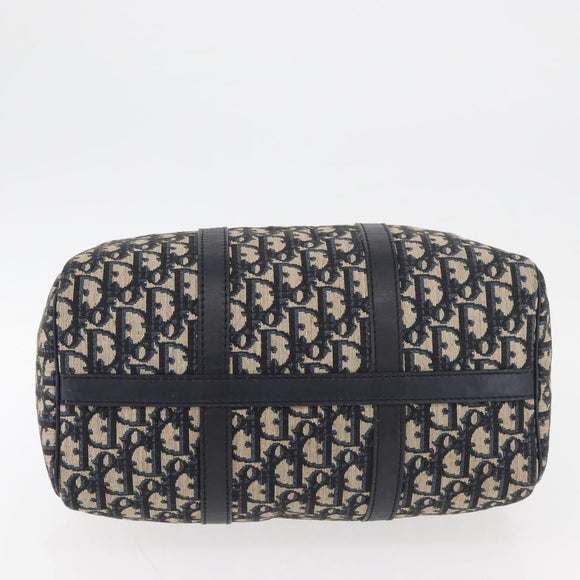 Christian Dior Trotter Canvas Boston Bag Navy Silver Auth 177449