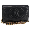 CHANEL COCO Mark Chain Shoulder Bag Patent Leather Black Gold CC Auth 177451A-1