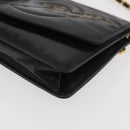 CHANEL COCO Mark Chain Shoulder Bag Patent Leather Black Gold CC Auth 177451A-15