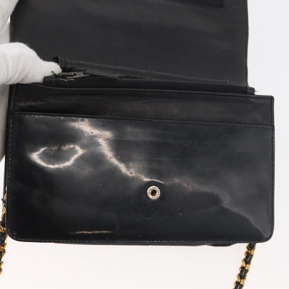 CHANEL COCO Mark Chain Shoulder Bag Patent Leather Black Gold CC Auth 177451A
