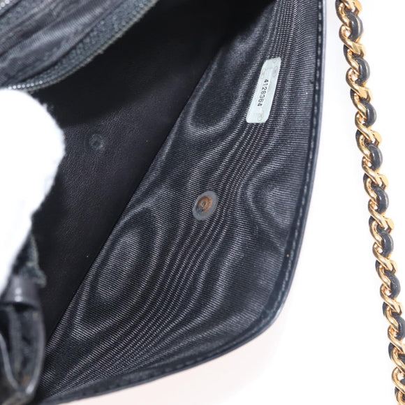 CHANEL COCO Mark Chain Shoulder Bag Patent Leather Black Gold CC Auth 177451A