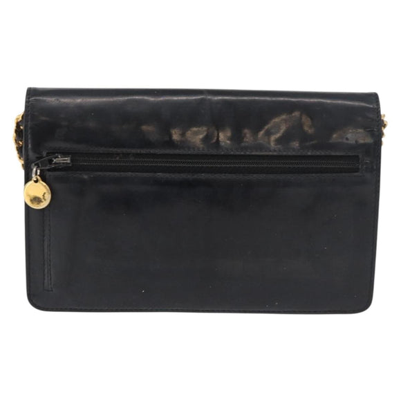 CHANEL COCO Mark Chain Shoulder Bag Patent Leather Black Gold CC Auth 177451A