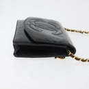 CHANEL COCO Mark Chain Shoulder Bag Patent Leather Black Gold CC Auth 177451A-3