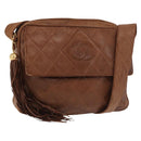 CHANEL Matelasse Chain Shoulder Bag Lamb Skin Brown Gold CC Auth 177452-1