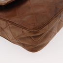 CHANEL Matelasse Chain Shoulder Bag Lamb Skin Brown Gold CC Auth 177452-9