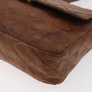 CHANEL Matelasse Chain Shoulder Bag Lamb Skin Brown Gold CC Auth 177452-14