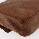 CHANEL Matelasse Chain Shoulder Bag Lamb Skin Brown Gold CC Auth 177452-15
