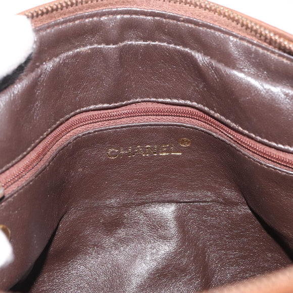 CHANEL Matelasse Chain Shoulder Bag Lamb Skin Brown Gold CC Auth 177452