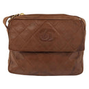 CHANEL Matelasse Chain Shoulder Bag Lamb Skin Brown Gold CC Auth 177452-13