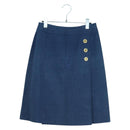 CELINE Skirt Denim Blue Gold Auth 177454V-1
