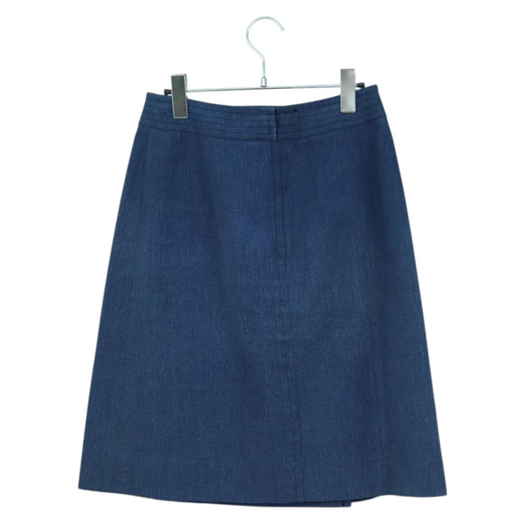 CELINE Skirt Denim Blue Gold Auth 177454V