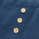 CELINE Skirt Denim Blue Gold Auth 177454V-3
