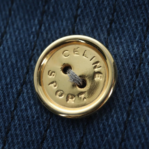 CELINE Skirt Denim Blue Gold Auth 177454V