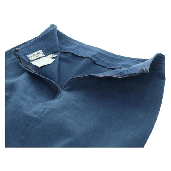 CELINE Skirt Denim Blue Gold Auth 177454V