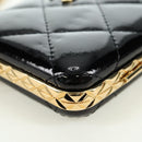 CHANEL Matelasse Chain Shoulder Bag Patent leather Black Gold CC Auth 177455SM-15