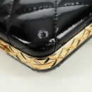 CHANEL Matelasse Chain Shoulder Bag Patent leather Black Gold CC Auth 177455SM-16