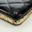CHANEL Matelasse Chain Shoulder Bag Patent leather Black Gold CC Auth 177455SM-17