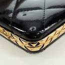CHANEL Matelasse Chain Shoulder Bag Patent leather Black Gold CC Auth 177455SM-18