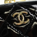 CHANEL Matelasse Chain Shoulder Bag Patent leather Black Gold CC Auth 177455SM-19