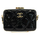 CHANEL Matelasse Chain Shoulder Bag Patent leather Black Gold CC Auth 177455SM-13