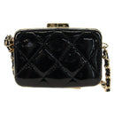 CHANEL Matelasse Chain Shoulder Bag Patent leather Black Gold CC Auth 177455SM-2