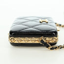 CHANEL Matelasse Chain Shoulder Bag Patent leather Black Gold CC Auth 177455SM-4