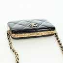 CHANEL Matelasse Chain Shoulder Bag Patent leather Black Gold CC Auth 177455SM-6