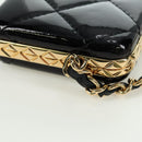 CHANEL Matelasse Chain Shoulder Bag Patent leather Black Gold CC Auth 177455SM-8