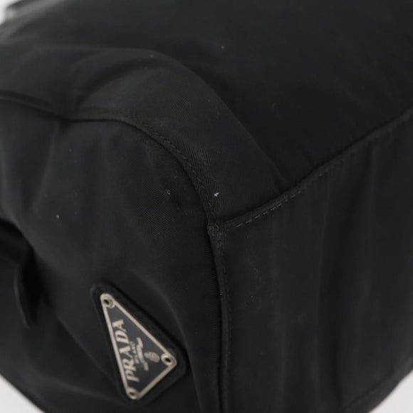 PRADA Hand Bag Nylon Black Silver Auth 177469