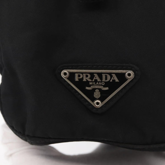 PRADA Hand Bag Nylon Black Silver Auth 177469