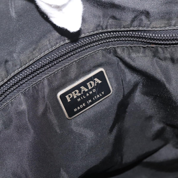 PRADA Hand Bag Nylon Black Silver Auth 177469