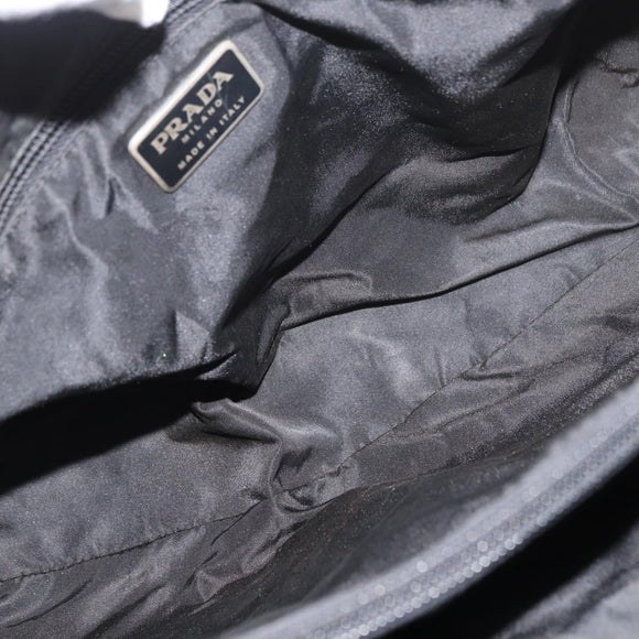 PRADA Hand Bag Nylon Black Silver Auth 177469