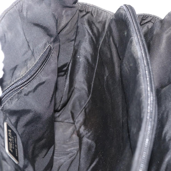 PRADA Hand Bag Nylon Black Silver Auth 177469