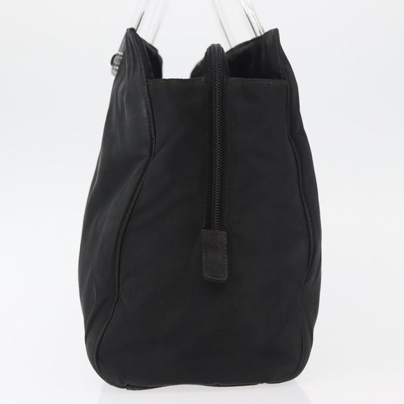 PRADA Hand Bag Nylon Black Silver Auth 177469