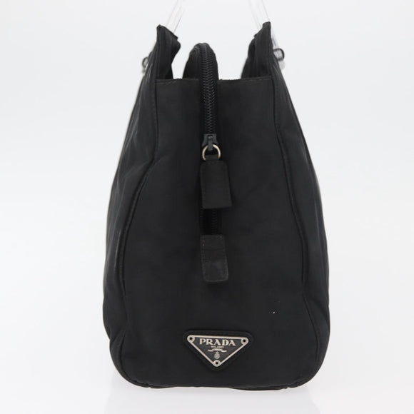 PRADA Hand Bag Nylon Black Silver Auth 177469