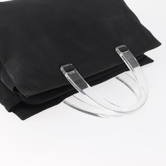 PRADA Hand Bag Nylon Black Silver Auth 177469