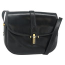 GUCCI Shoulder Bag Leather Black Gold Auth 177470-1