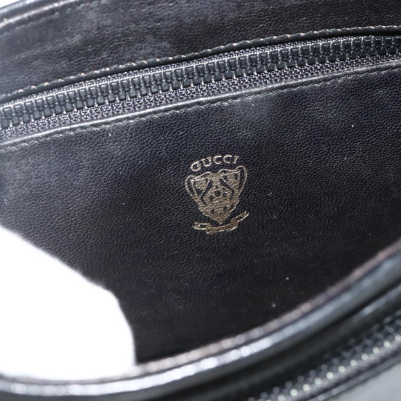GUCCI Shoulder Bag Leather Black Gold Auth 177470