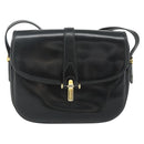 GUCCI Shoulder Bag Leather Black Gold Auth 177470-13