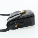 GUCCI Shoulder Bag Leather Black Gold Auth 177470-3