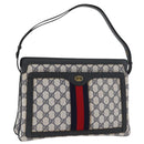 GUCCI GG Supreme Sherry Line Shoulder Bag PVC Navy Gold Auth 177472-1