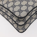 GUCCI GG Supreme Sherry Line Shoulder Bag PVC Navy Gold Auth 177472-14